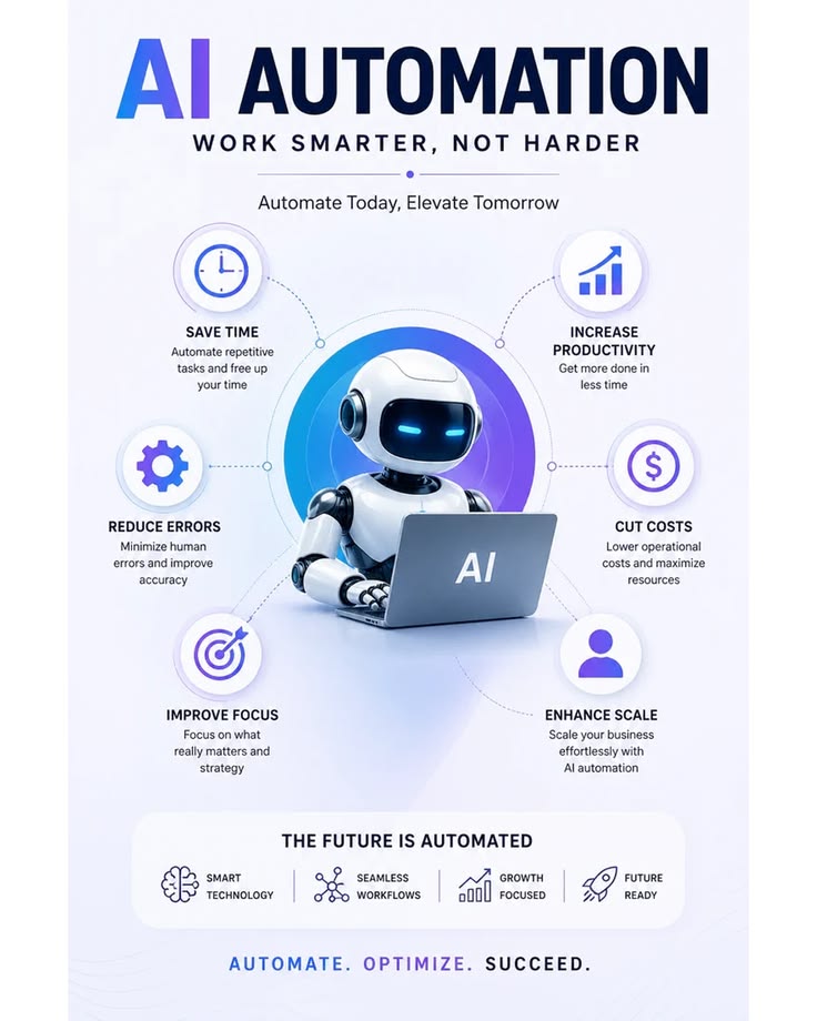 AI robot assistant working on a laptop, representing automation and productivity gains for developers
