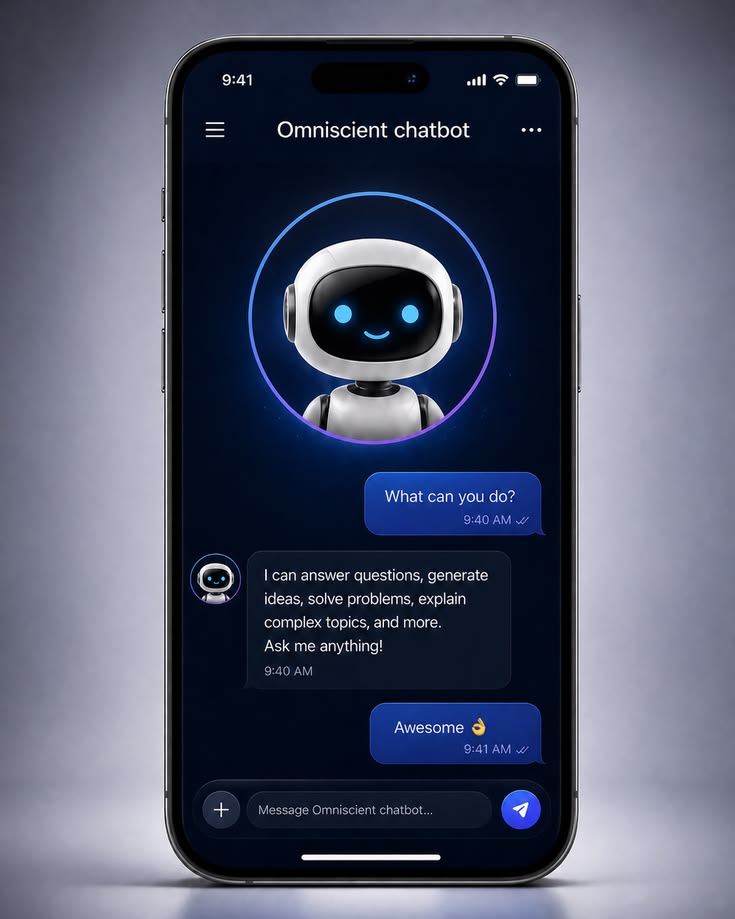 Smartphone chat interface showing a conversation with an AI chatbot